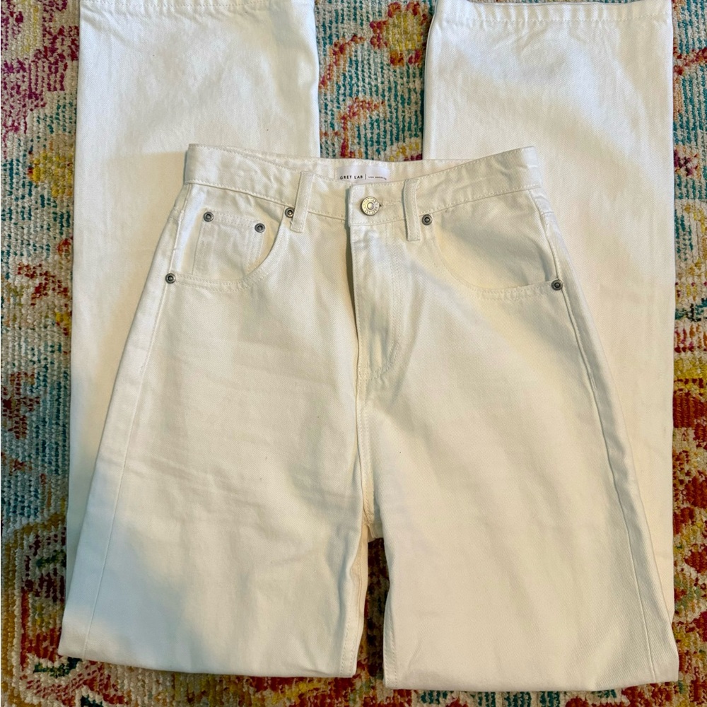 Women's Wide Leg White Denim Jeans